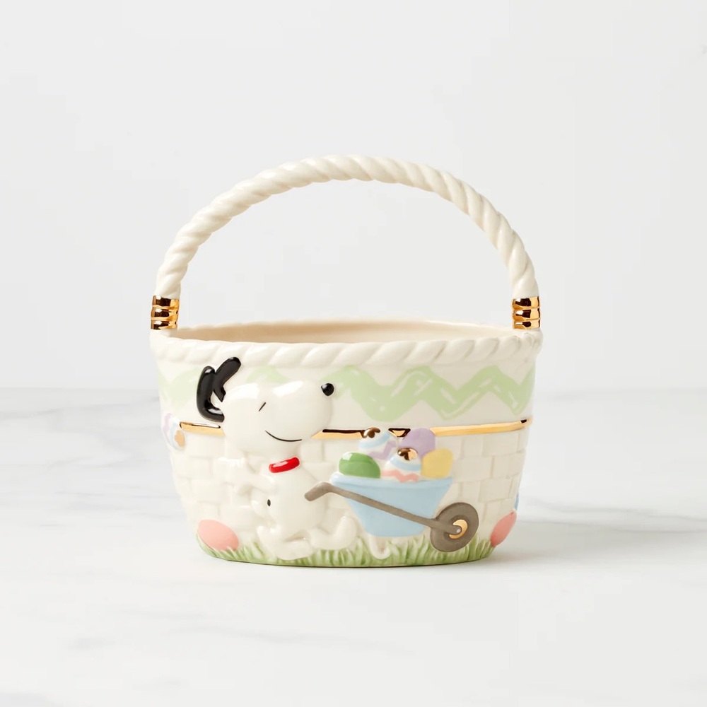 NEW Lenox Peanuts Easter Snoopy & Woodstock Basket